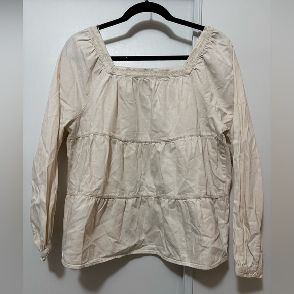 Old Navy Square-Neck Long Sleeve Cream Women's Top - Picture 1 of 3